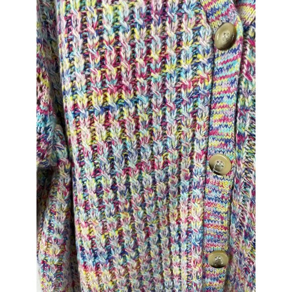 Design 365 Short Sleeve Puff Button Chunky Cardigan Crochet Rainbow Womens 3X - Picture 6 of 9